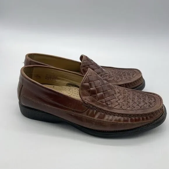 Florsheim Marshall Men's Size 10 D Brown Woven Leather Slip On Shoes Loafers - Picture 9 of 9